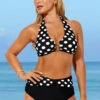 Polka Dot Black High Waisted Halter Bikini Set 1 Polka Dot Black High Waisted Halter Bikini Set -Rosewe Promotion Store 287677 P 16388825848690
