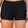 Mid Waisted Elastic Detail Black Swimwear Shorts -Rosewe Promotion Store 288530 P 164187152172800