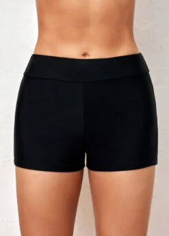 Skinny Mid Waisted Black Swimwear Shorts