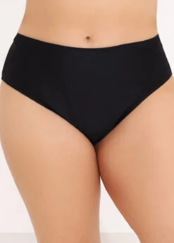 Black Plus Size High Waisted Swimwear Panty
