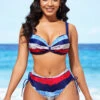 Color Block Drawstring Side Mid Waist Bikini Set -Rosewe Promotion Store 288997 P 16373156991690