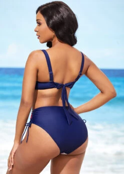 Color Block Drawstring Side Mid Waist Bikini Set -Rosewe Promotion Store 288997 P 16373156993131