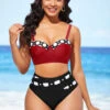 Color Block High Waisted Polka Dot Bikini Set -Rosewe Promotion Store 289002 P 16424152205230