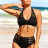 Lace Patchwork Black Decorative Button Bikini Set -Rosewe Promotion Store 289078 P 16391189372040