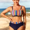 Striped Rainbow Color High Waisted Bikini Set -Rosewe Promotion Store 289169 P 16397330592750