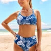 Tropical Print Lace Up High Waisted Bikini Set -Rosewe Promotion Store 289951 P 16391334890220