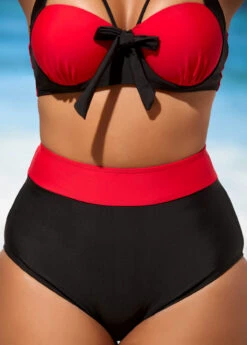 High Waisted Bowknot Color Block Bikini Set -Rosewe Promotion Store 290240 P 16383440363884