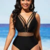 Black Fishnet Panel Sheer One Piece Swimwear 2 Black Fishnet Panel Sheer One Piece Swimwear -Rosewe Promotion Store 290319 P 16384089737620