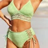 Lace Panel Mint Green Cross Strap Bikini Set -Rosewe Promotion Store 290408 P 16408580736400