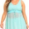 Cyan Plus Size Drawstring Detail Swimdress And Shorts -Rosewe Promotion Store 290726 P 16402599813470