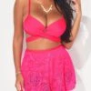 Lace Stitching Hot Pink High Waist Bikini Set -Rosewe Promotion Store 291204 P 16405961420520