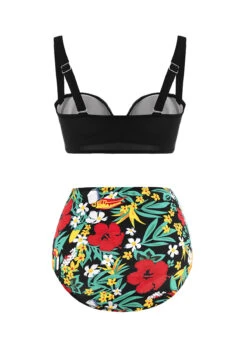 Flounce Floral Print High Waist Decorative Ring Bikini Set -Rosewe Promotion Store 291207 P 16970145473406
