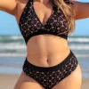 Black Plus Size Lace Mid Waist Bikini Set -Rosewe Promotion Store 291437 P 16408604071722