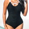 Black Criss Cross Back One Piece Swimwear -Rosewe Promotion Store 291476 P 16400814505280