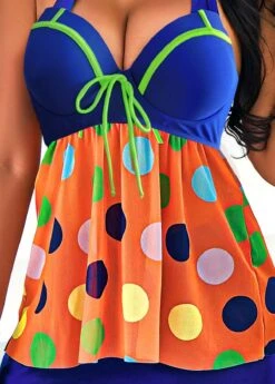 Polka Dot Bowknot Halter Rainbow Color Swimdress And Pantskirt -Rosewe Promotion Store 291485 P 16427291708075