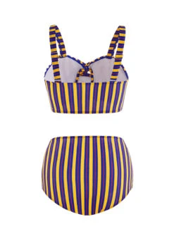 High Waist Cross Front Cutout Striped Bikini Set -Rosewe Promotion Store 291494 P 16970151921515