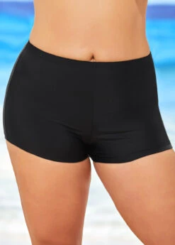 Black High Waisted Plus Size Swimwear Shorts
