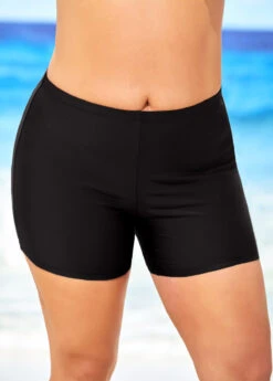 Black Plus Size High Waisted Swimwear Shorts