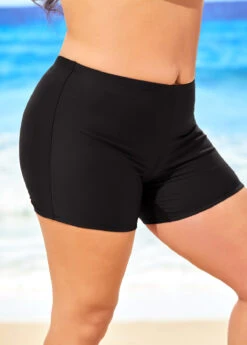 Black Plus Size High Waisted Swimwear Shorts -Rosewe Promotion Store 291653 P 16733127381612