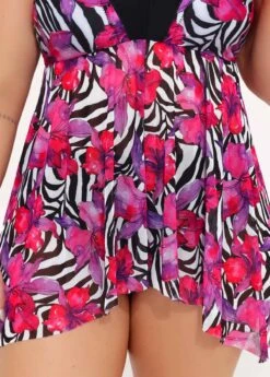 Multi Color Asymmetric Hem Plus Size Swimdress And Panty -Rosewe Promotion Store 292404 P 16420586449184