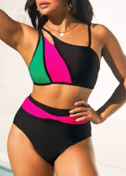 Black High Waisted Contrast Bikini Set -Rosewe Promotion Store 292557 P 16430771351333