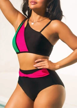Black High Waisted Contrast Bikini Set -Rosewe Promotion Store 292557 P 16430771351942