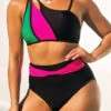 Black High Waisted Contrast Bikini Set