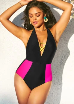 Contrast Cross Strap Black One Piece Swimwear 15 Contrast Cross Strap Black One Piece Swimwear -Rosewe Promotion Store 292628 P 16970153376344