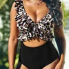 Leopard Flounce Cutout Black One Piece Swimwear 2 Leopard Flounce Cutout Black One Piece Swimwear -Rosewe Promotion Store 292773 P 16399983610410