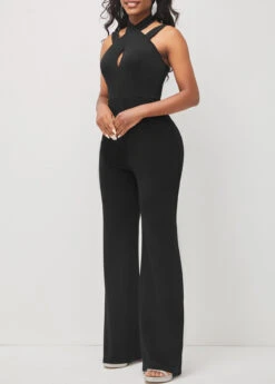Black Criss Cross Neck Sleeveless Jumpsuit -Rosewe Promotion Store 293215 P 16432795459862