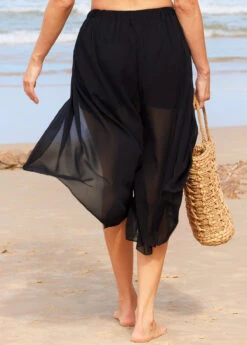 High Waisted Black Side Slit Beach Pants -Rosewe Promotion Store 293925 P 16425040104601