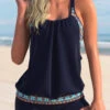 Tribal Print Navy Blue Wide Strap Tankini Set 2 Tribal Print Navy Blue Wide Strap Tankini Set -Rosewe Promotion Store 294749 P 1640250043125