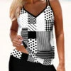 Black Geometric Print Mid Waist Tankini Set -Rosewe Promotion Store 295110 P 1641536244362