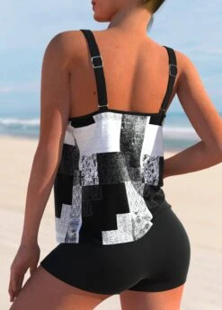 Black Geometric Print Plus Size Tankini Top-No Bottom 12 Black Geometric Print Plus Size Tankini Top-No Bottom -Rosewe Promotion Store 295219 P 164540843177001