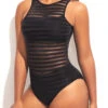 Black Sheer Wide Strap Cutout One Piece Swimwear -Rosewe Promotion Store 295437 P 16474852711390