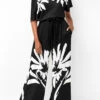 Black Belted Floral Print Skew Neck Jumpsuit -Rosewe Promotion Store 295550 P 16456994657960