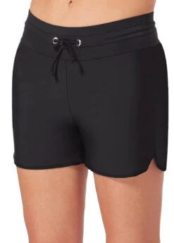 Black Mid Waist Drawstring Detail Swim Shorts 7 Black Mid Waist Drawstring Detail Swim Shorts -Rosewe Promotion Store 295822 P 1645171634389