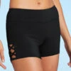 Lace Up Mid Waist Black Swim Shorts -Rosewe Promotion Store 296020 P 1643185322226