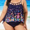 Navy Blue Plus Size Spaghetti Strap Tankini Set -Rosewe Promotion Store 296202 P 16450100239590