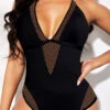 Lace Stitching Black Halter One Piece Swimwear 2 Lace Stitching Black Halter One Piece Swimwear -Rosewe Promotion Store 296317 P 1645784049778