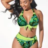 Paisley Print Bowknot Green Bikini Set -Rosewe Promotion Store 296711 P 1644888515294