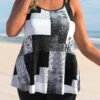 Black Geometric Print Plus Size Tankini Top-No Bottom -Rosewe Promotion Store 296833 P 1642747141826