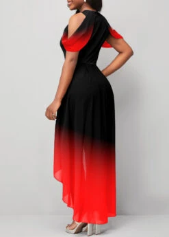 Red Ombre Asymmetric Hem Mesh Stitching Jumpsuit -Rosewe Promotion Store 297028 P 16657450864321 1