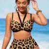 High Waist Brown Leopard Bikini Set -Rosewe Promotion Store 297039 P 1645058386633