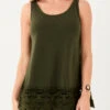 Lace Panel Army Green Tank Top -Rosewe Promotion Store 297764 P 16484643184000