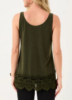 Lace Panel Army Green Tank Top -Rosewe Promotion Store 297764 P 16484643188021