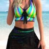Rainbow Color High Waisted Lace Stitching Bikini Set -Rosewe Promotion Store 297808 P 1645776527931