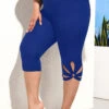 Floral Design Plus Size High Waisted Royal Blue Shorts -Rosewe Promotion Store 297914 P 16451500317310