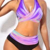 High Waisted Front Cross Ombre Purple Bikini Set -Rosewe Promotion Store 298624 P 1648098766071