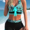 Cyan Paisley Print Bowknot Drawstring Bikini Set -Rosewe Promotion Store 298931 P 1646029856416